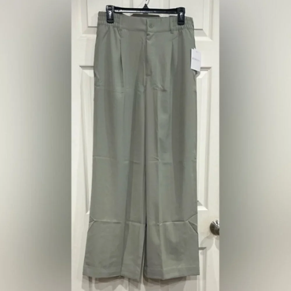 Beyond Yoga Women's XL Status Wide Leg Trouser Grey Sage Green NWT